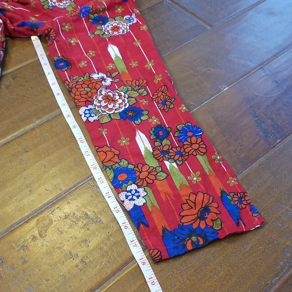 Khaadi Womens Red Blue Green Pleated Flowy Long Sleeve Top Size 14 - Picture 8 of 12
